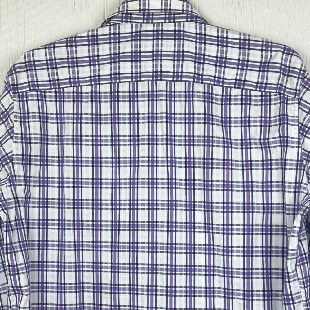 Bugatchi shirt men’s XL Classic fit flip contrast cuffs Purple/blue print - Picture 6 of 6